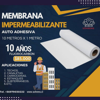 Membrana FluoroCarbon 10mx1m hasta 10 años de duración.